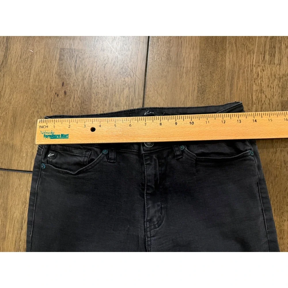 KanCan Black Skinny Jeans Mid Rise Raw Hem Frayed‎ Ankle Faded Denim